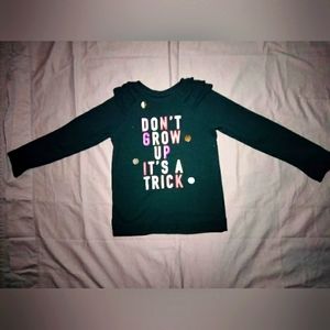 365 Kids Garanimals Girls Size 7 Knit Black Top "Don't Grow Up